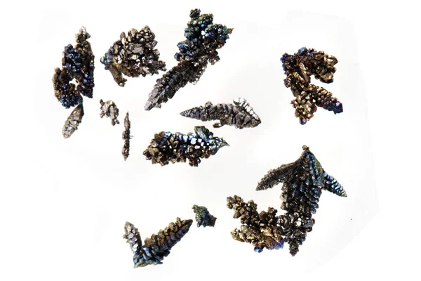 Vanadové Kovové Krystaly Izolované Bílém Pozadí — Stock fotografie