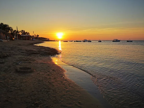 Sonnenuntergang Ägypten Strand Roten Meer — Stockfoto