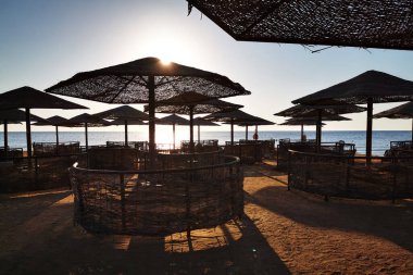 Mısır 'daki plaj çok güzel bir arka plan.