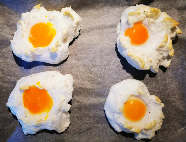 Uova Fresche Forno Fatte Casa Come Colazione Gourmet — Foto Stock