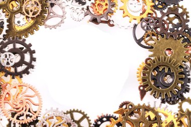 Beyaz arkaplanda izole edilmiş zaman makinesi tekerlekleri
