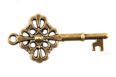 Beyaz arkaplanda izole edilmiş eski vintage anahtar