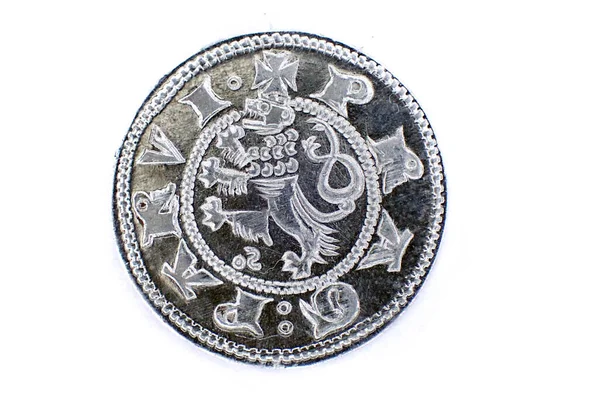 Antigua Moneda Checa Aislada Sobre Fondo Blanco —  Fotos de Stock