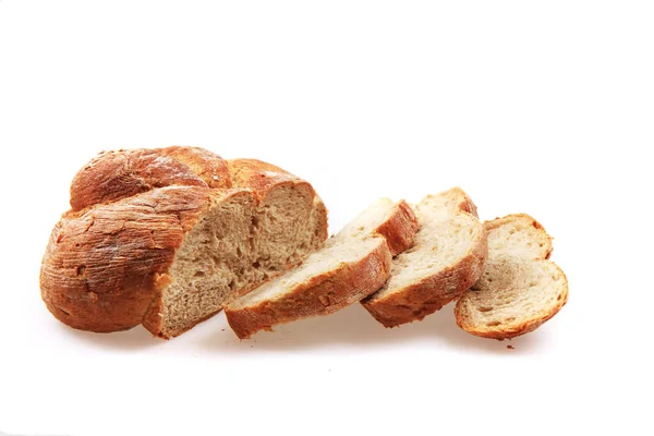 Tjeckisk Färskt Bröd Isolerad Den Vita Bakgrunden — Stockfoto
