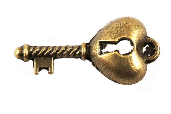 Gammal Vintage Nyckel Isolerad Den Vita Bakgrunden — Stockfoto
