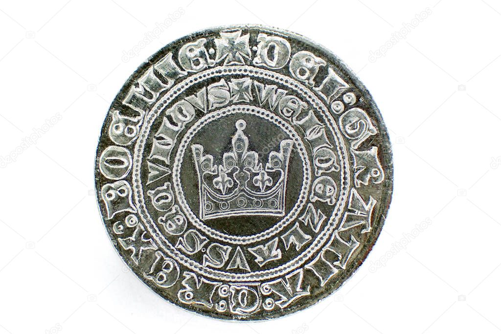 old czech coin isolated on the white background