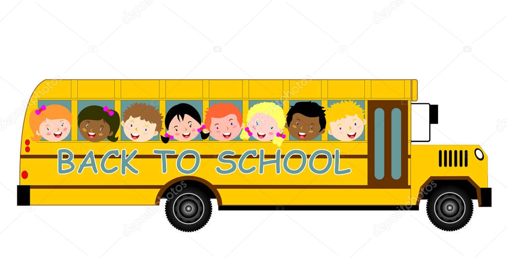 Back to School Bus and children vector eps 10