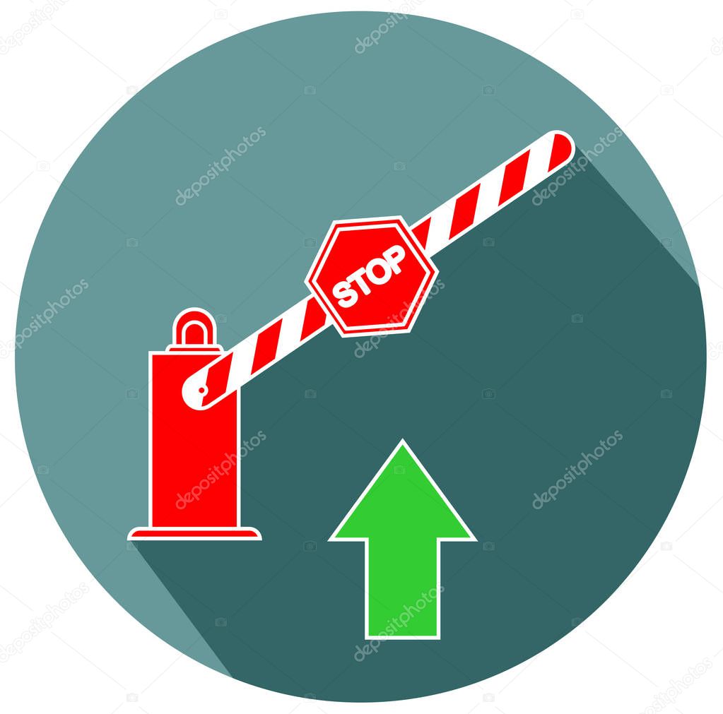 Stop road barrier flat design icon vector eps 10