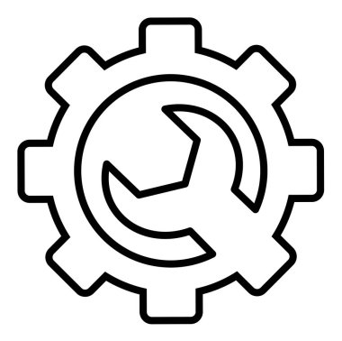 Servis oto tamir, İngiliz anahtarı, Logo kayıt düz. Vektör eps 10