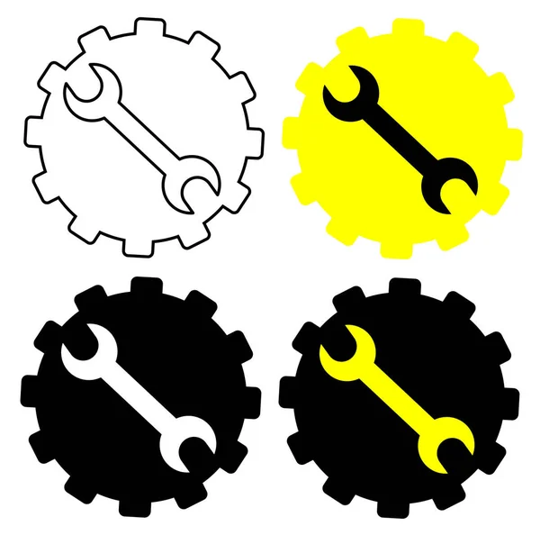 Gear Wrench Icon Set Vector Eps — Stock Vector