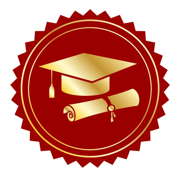 Graduate Cap Gold Red Stamp Vector Eps — Stock Vector