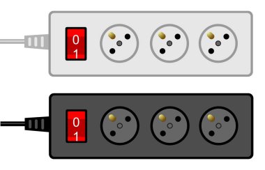 Taşınabilir outlet elektrik soketine ve beyaz bir arka plan. Vektör eps 10