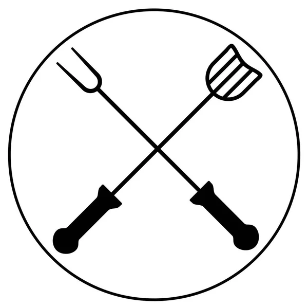 Crossed Barbecue Fork Spatula Vector Eps — Stock Vector