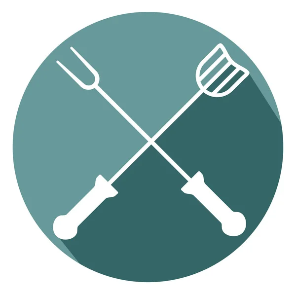 Crossed Barbecue Fork Spatula Flat Design Icon Vector Eps — Stock Vector