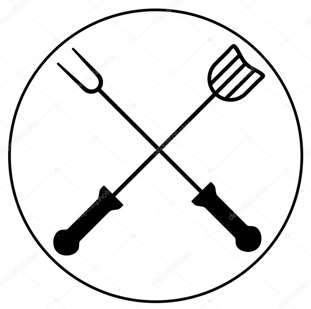 Crossed barbecue fork and spatula vector eps 10