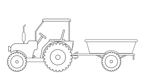 Tractor Con Remolque Dibujo Vector Eps — Archivo Imágenes Vectoriales