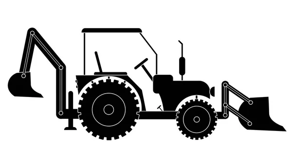 Traktor Väghyvel Bulldozer Silhuett Vektor Eps — Stock vektor