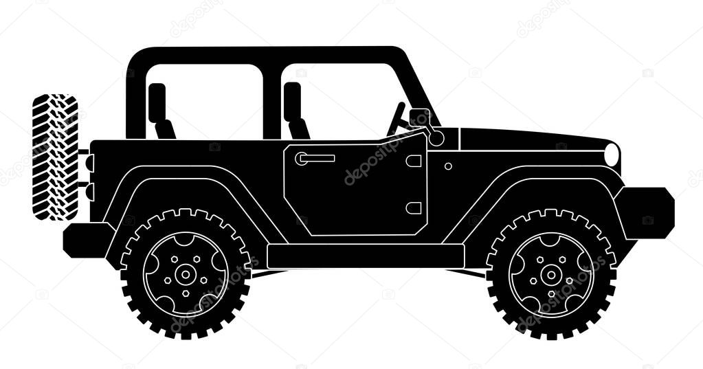 Suv jeep for safari and extreme travel pictogram vector eps 10