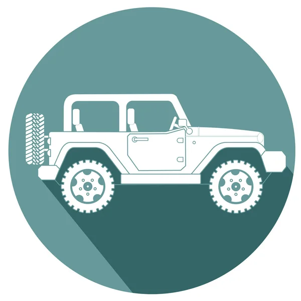 Geländewagen Für Safari Und Extreme Reisen Flache Design Ikone Vektor — Stockvektor