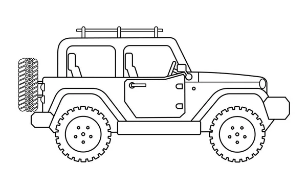 Suv Jeep Safari Extreme Travel Drawing Vector Eps — Stock Vector