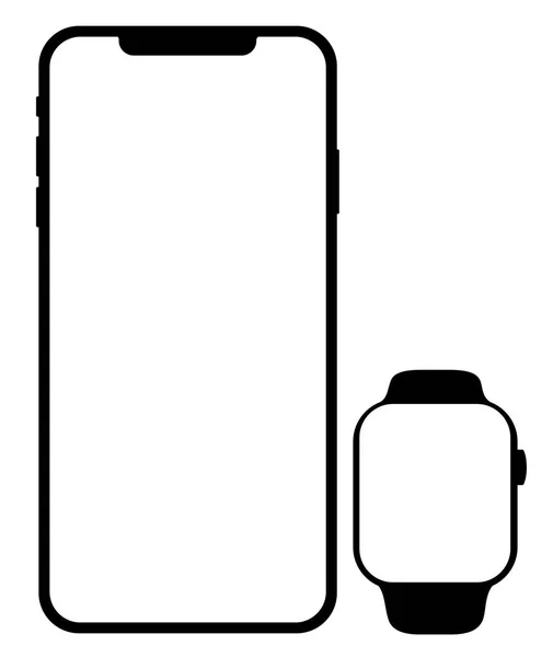 Ponsel Merek Smartphone Hitam Dengan Vektor Smartwatch Eps - Stok Vektor
