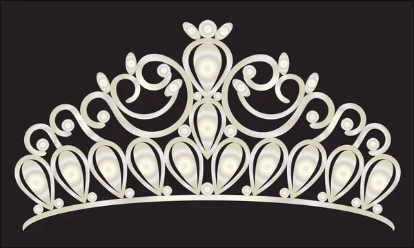 Casamento Tiara Coroa Das Mulheres Com Pedras Brancas Vetor Eps — Vetor de Stock