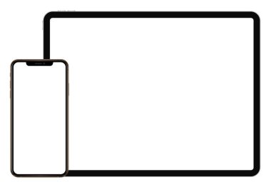 Vektör eps 10 iş Tablet Ipad Pro 12,9 ve beyaz arka plan üzerinde Iphone Xs Max