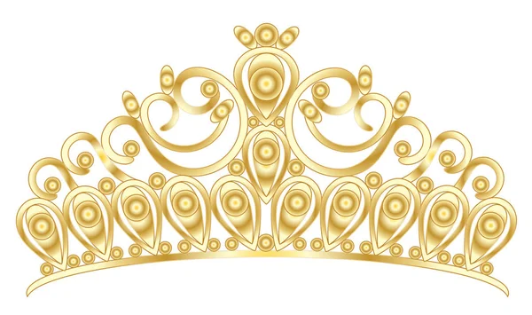Золота Тіара Корона Жіноче Весілля Камінням Векторні Епохи — стоковий вектор