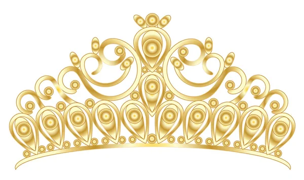 Gouden Tiara Kroon Women Bruiloft Met Stenen Vector Eps — Stockvector