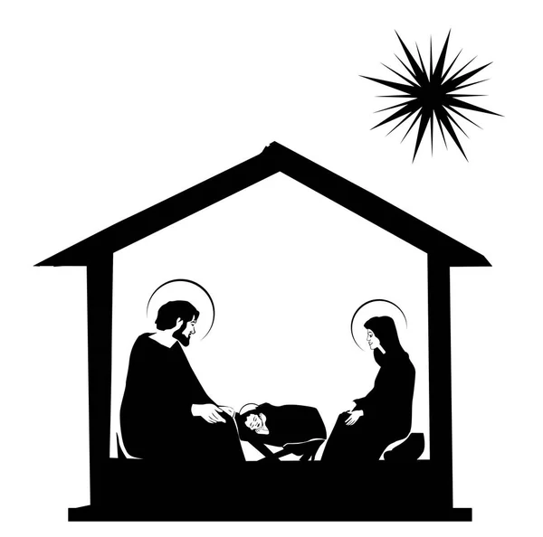 Zwarte Silhouet Nativity Scene Geïsoleerd Vector Eps — Stockvector