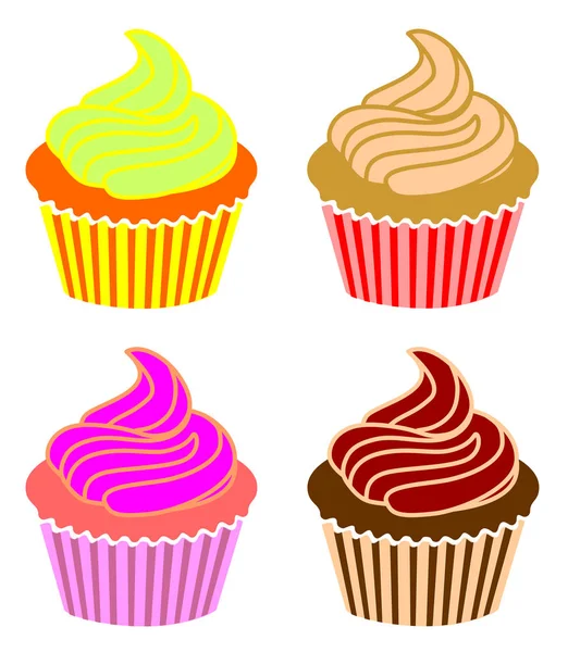 Cupcake Icon Set Moderner Symbolvektor Eps — Stockvektor