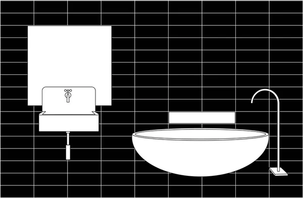 Lavabo Salle Bain Miroir Vecteur Eps — Image vectorielle