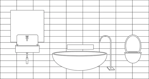 浴室水槽 镜子向量 Eps — 图库矢量图片