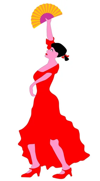 Flamenco Dancer Fan White Background — Stock Vector