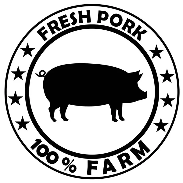 Stempel Babi Atau Label Teks Fresh Pork Farm Vector Eps - Stok Vektor