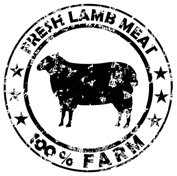 Farm Fresh Lamb Meat Stamp Grunge Vector Eps - Stok Vektor