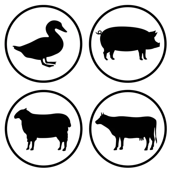Farm Animals Icon Set Vector Eps — Stock Vector