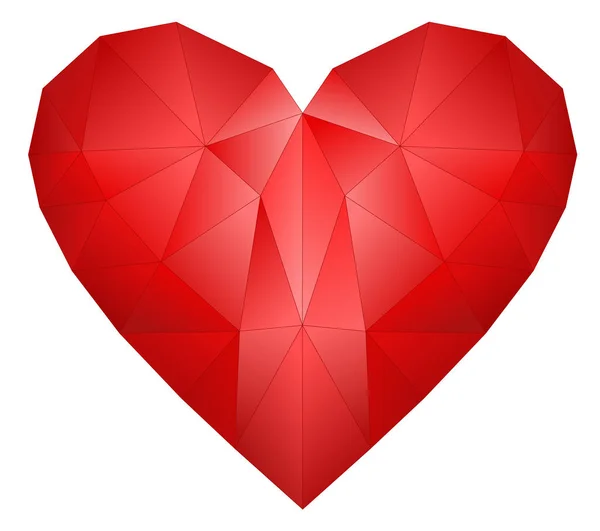 Red Heart Icon Crystals Vector Eps — Stock Vector