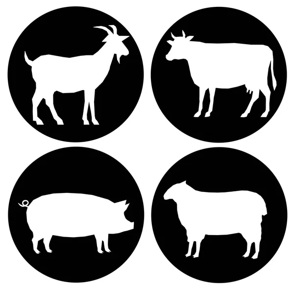 Çiftlik Hayvanları Modern Set Simge Vektör Eps — Stok Vektör