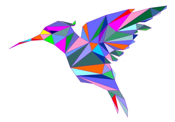 Icône Colibri Dessin Animé Géométrique Plat Vector Eps — Image vectorielle