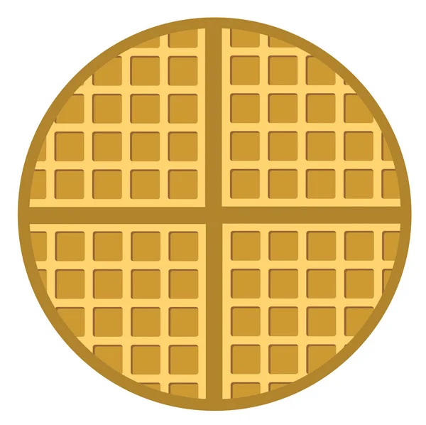 Beyaz Arka Planda Izole Vektör Kahvaltı Waffle Belçika Yuvarlak Waffle — Stok Vektör
