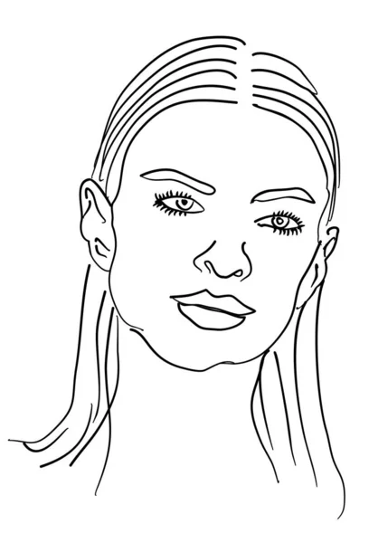 Model Female Face Drawing Vector Eps — Stock Vector