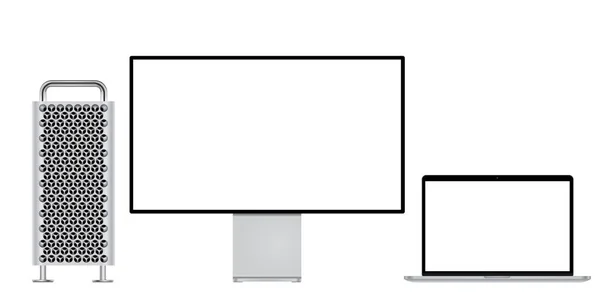 Moderner Computermonitor Und Laptop Für Mockup Vektor Eps — Stockvektor
