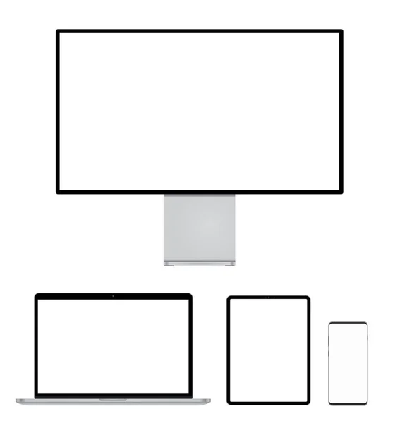 Monitor Moderno Computador Laptop Telefone Tablet Para Mockup Vetor Eps —  Vetores de Stock