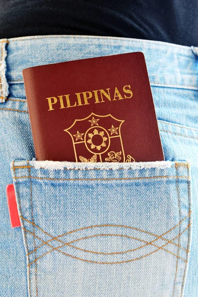 Filipino Passport Exposed Rear Pocket Jeans Wear — Stock Photo, Image