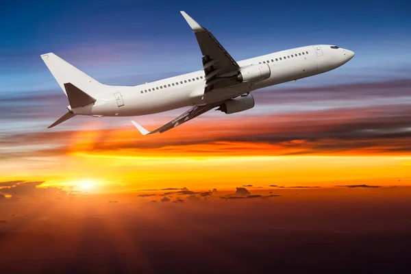 Airplane Sky Sunrise — Stock Photo, Image