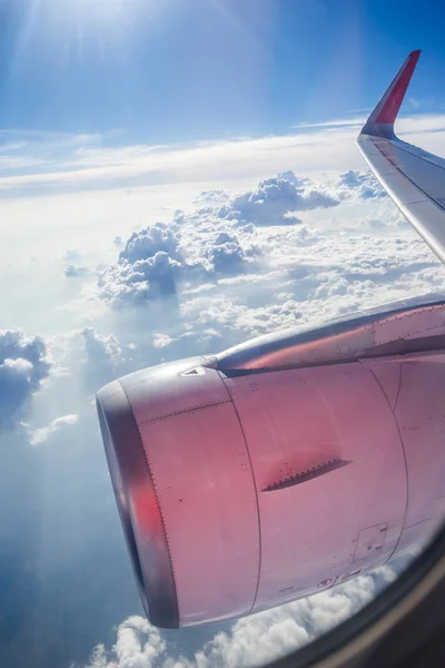 Nuages Ciel Vus Travers Fenêtre Aéronef — Photo