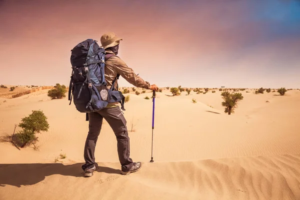 hiking in desert in Xinjiang