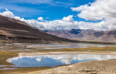 Tibet Himalaya dağlarında nehir