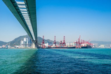 Hong Kong'da denizde köprü